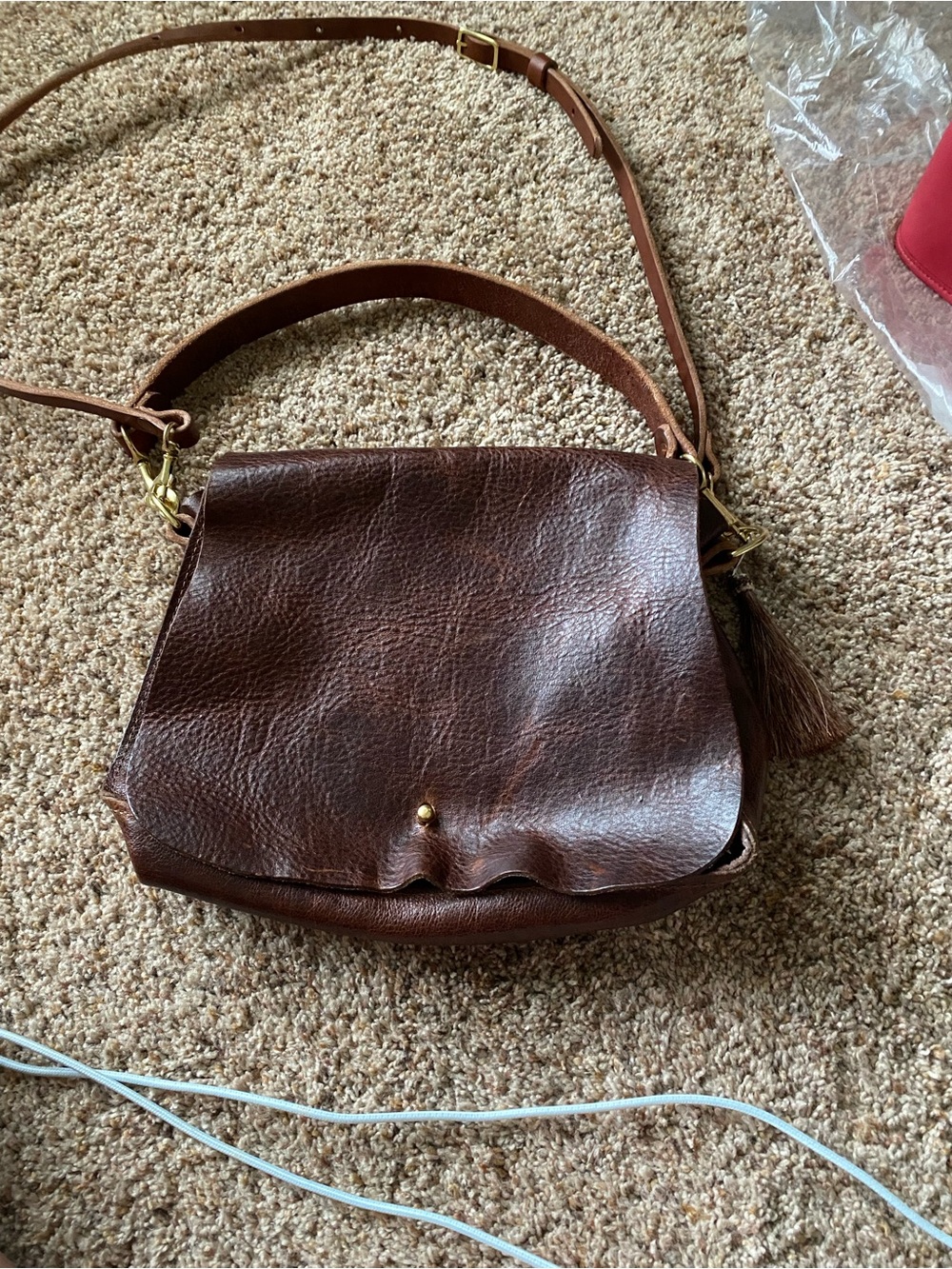 Meanwhile back on the farm Mocha  Tuscan leather crossbody -sold out